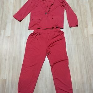 Women's Red Pants & Jumpsuit Set